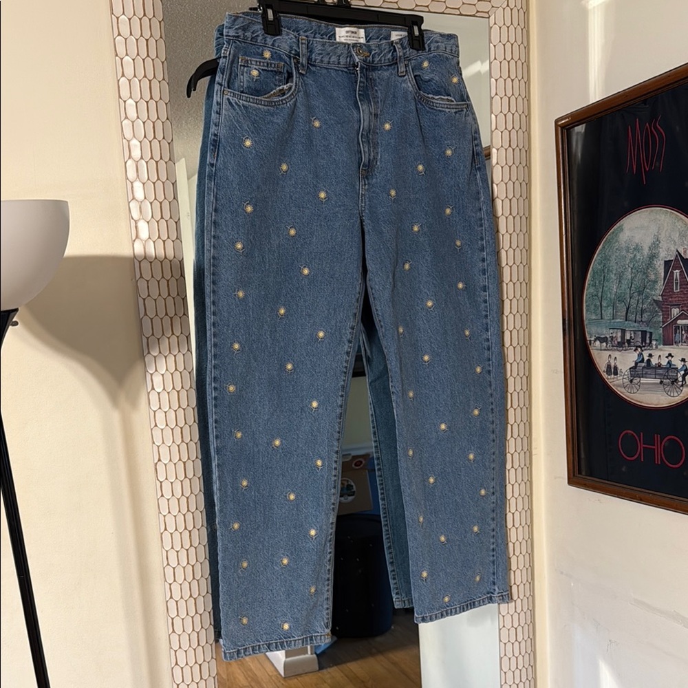 Cotton On Women's Blue flowered Jeans